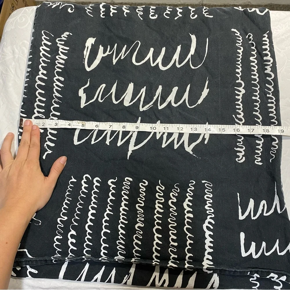 IKEA Pillowcase Black with White Doodle Squiggle Writing Design Scribble